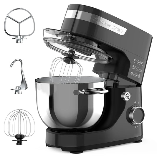 WHALL Kitchen Mixer, 12-Speed Tilt-Head Electric Stand Mixer – With Dough Hook, Wire Whip & Stainless Steel Bowl