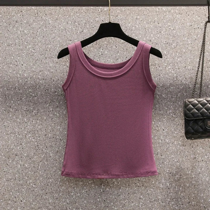 2025 Casual Cotton Comfortable Plus Size Tank Top Women Summer New Sleeveless Tops Wearing Outside Oversized Camisole