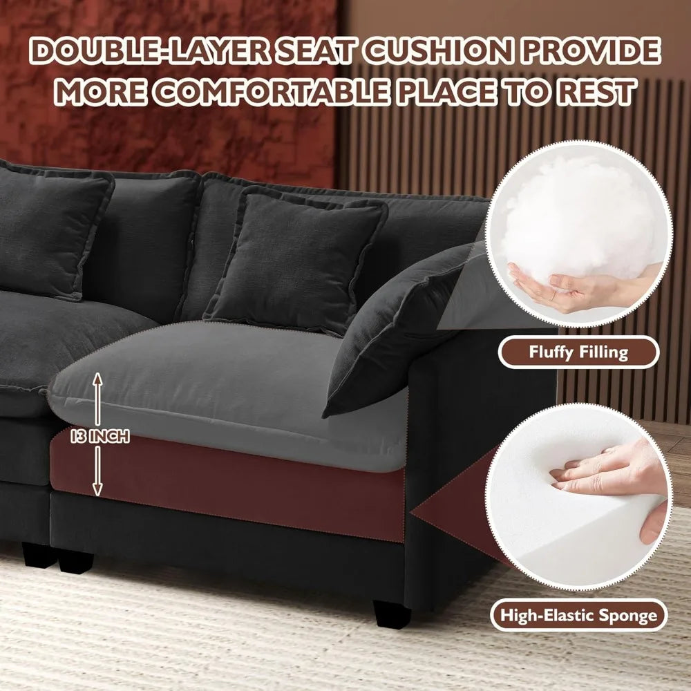 Modern 77" Sectional Loveseat Sofa, Comfortable 2-Seat Couch for Living Spaces and Apartments