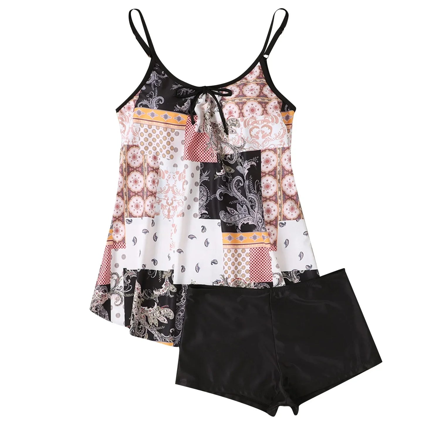 Plus Size Swimsuit Women's Sexy Slim Fit Printed Sling Split Bikini Swimsuit (Two Piece) Casual Beach Vacation Swimsuits