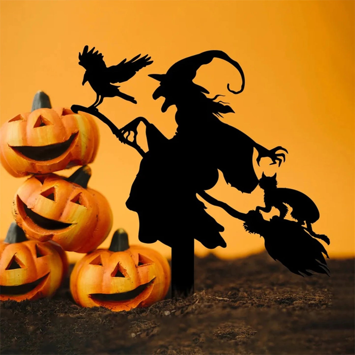 Spooky Halloween Ghost Pumpkin Decorative Stakes Outdoor Garden Yard Decorations for Lawn Pathway Walkway