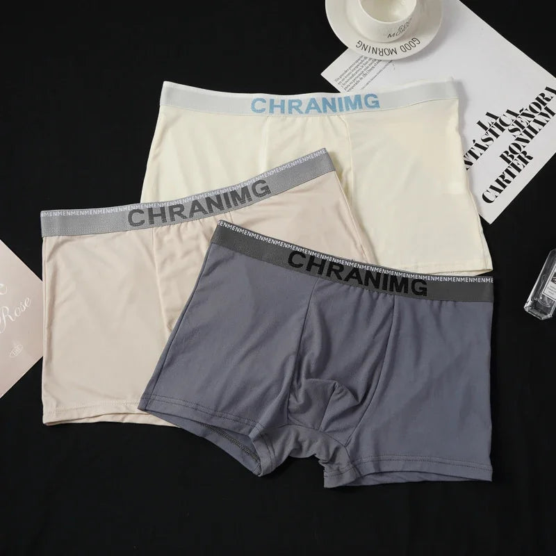 Men Letter Print Boxer Briefs Elastic Mid Waist Letter Pattern Underwear Seamless Breathable Underpants Shorts Comfortable-Soft