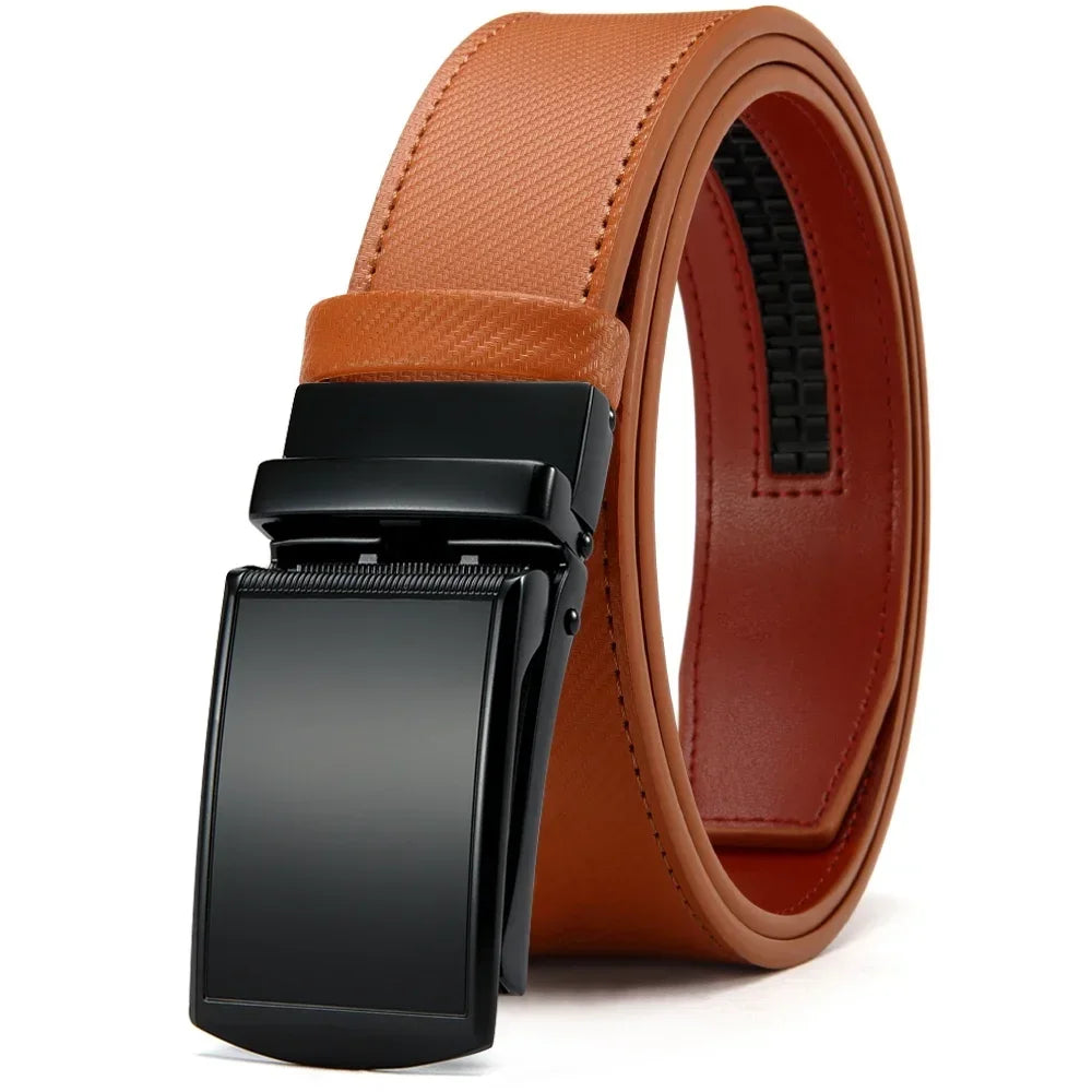 New Mens Belt Automatic Genuine Leather Luxury Belt of Men Male Metal Automatic Buckle Designer High Quality Waist Belt Black