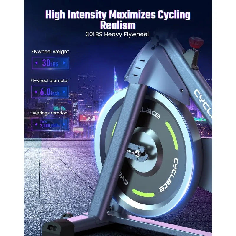 Cyclace Exercise Bike, Brake Pad Indoor Cycling Bike Stationary, Low Noise, 300lbs Weight Capacity