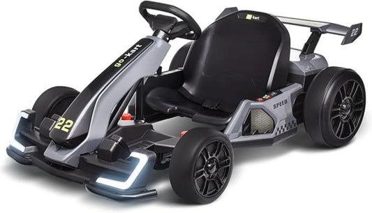 Blitzshark 24V Kids Go Kart 300W Drift Kart Powerful Electric Pedal Kart Outdoor Race Toy, with 2X150W Strong Motor