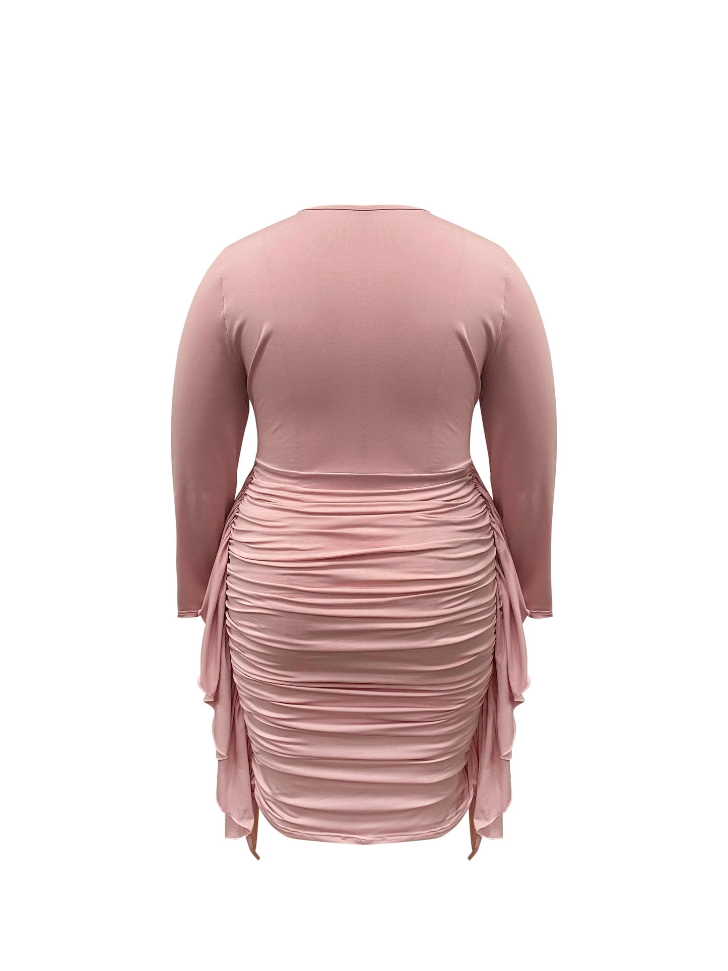 Temperament Women's Milk Silk Long-sleeved Round Neck Pleated Skirt Dress