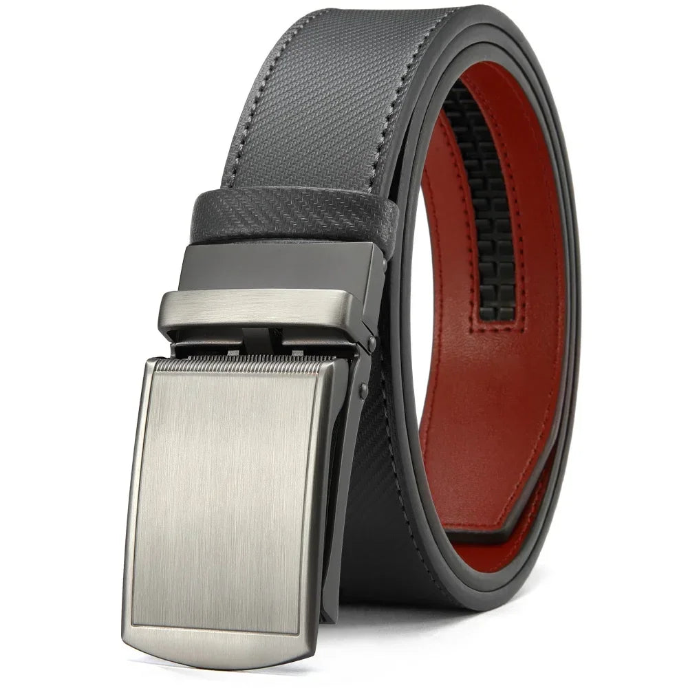 New Mens Belt Automatic Genuine Leather Luxury Belt of Men Male Metal Automatic Buckle Designer High Quality Waist Belt Black