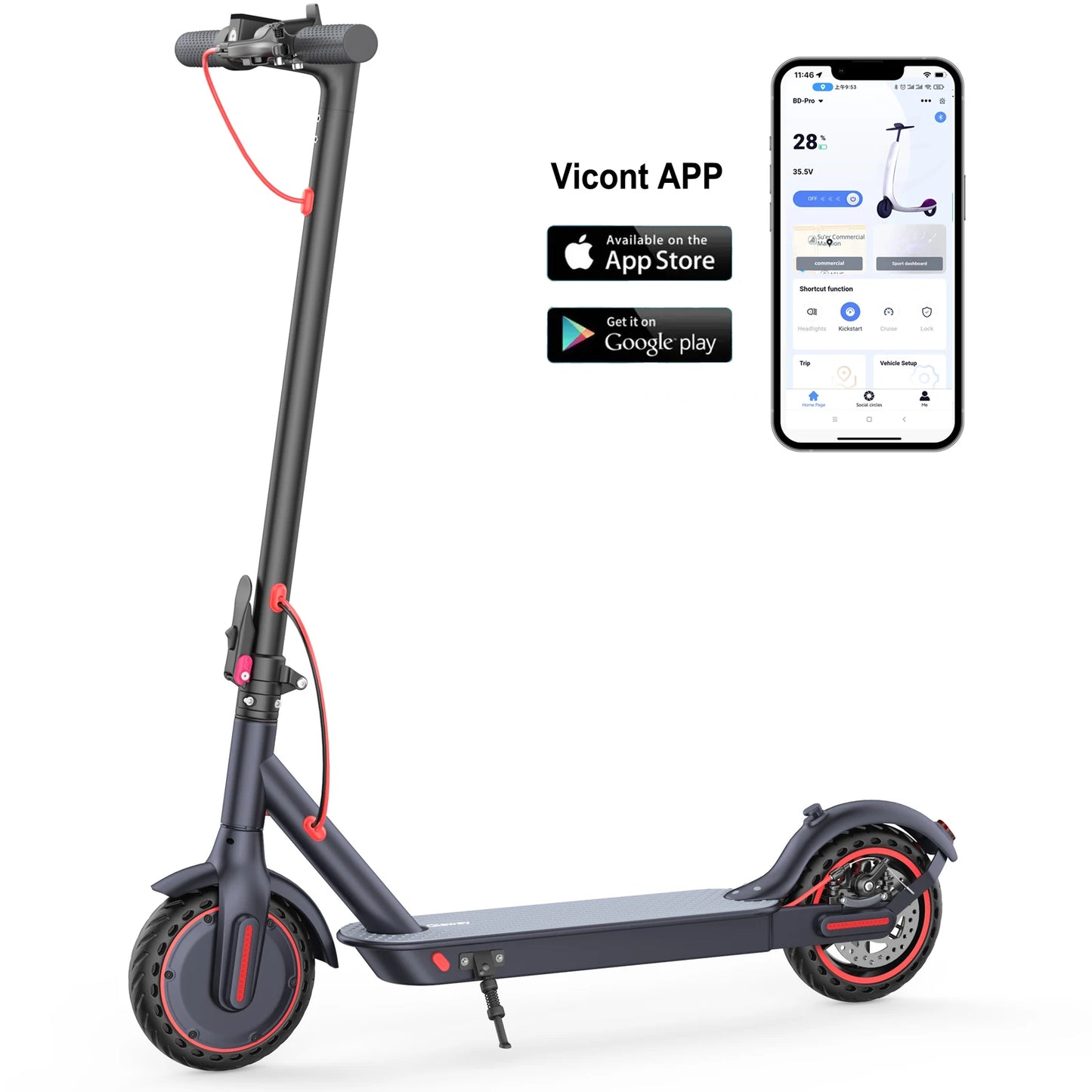 LP60 Electric Scooter 350W 19mph APP Smart Control Scooter 8.5inch tire Folding Electric Scooter 16miles Max Range for Adult