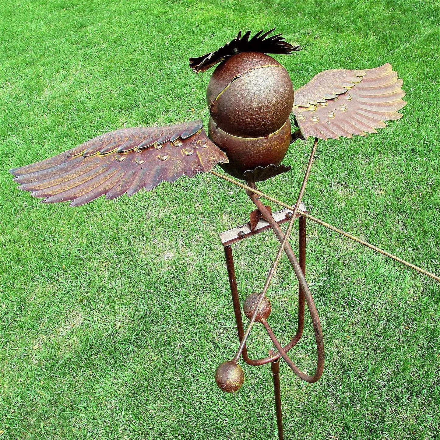 Flapping Metal Brown Gray Owl Yard Stake Rocking Wind Whirly Garden Art Garden Decoration Outdoor садовые фигуры для сада 1pcs