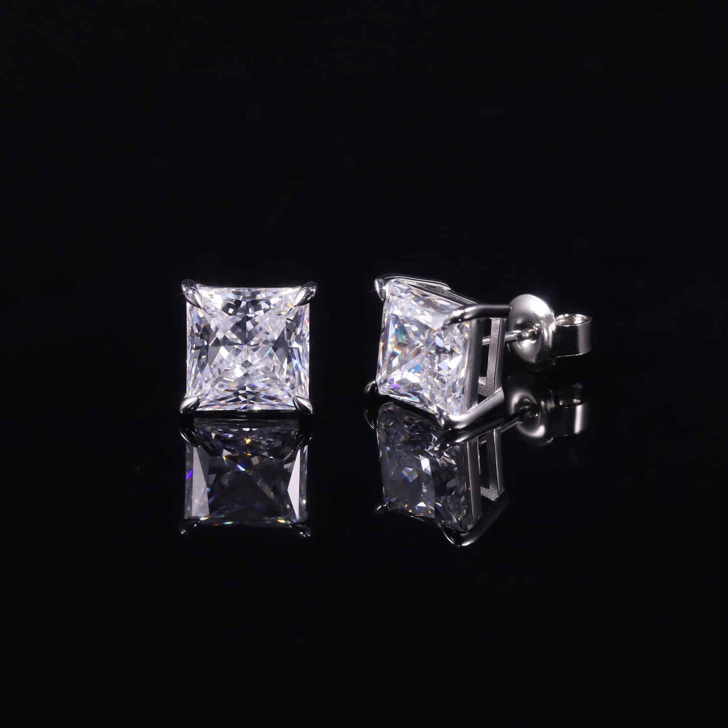 Gems Ballet Moissanite Studs 0.4to3ct D Color 925 Silver