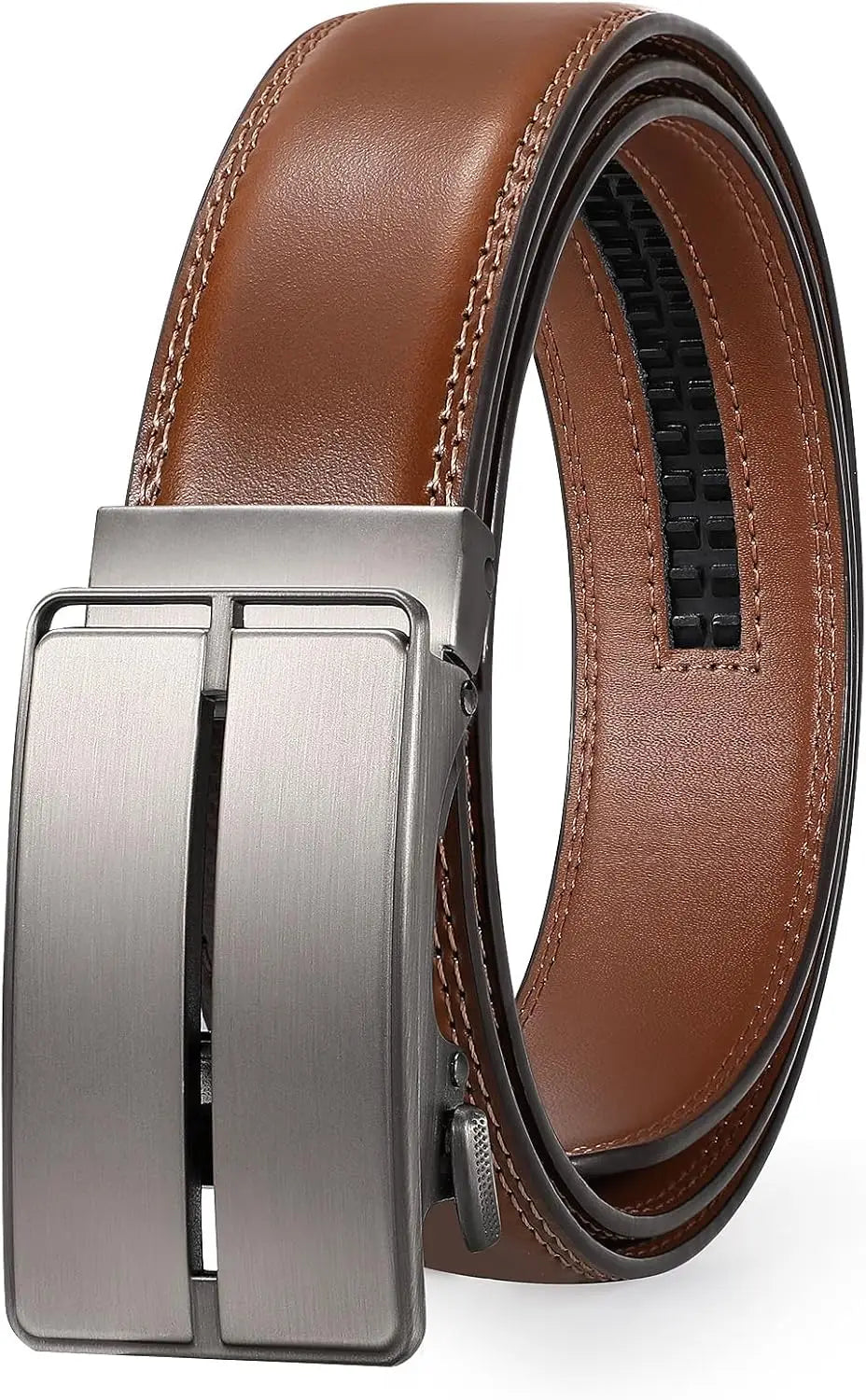 Mens Belt Leather Ratchet Belt For Men Automatic Ratchet Buckle 1 3/8" Slide Belt for Dress Pant