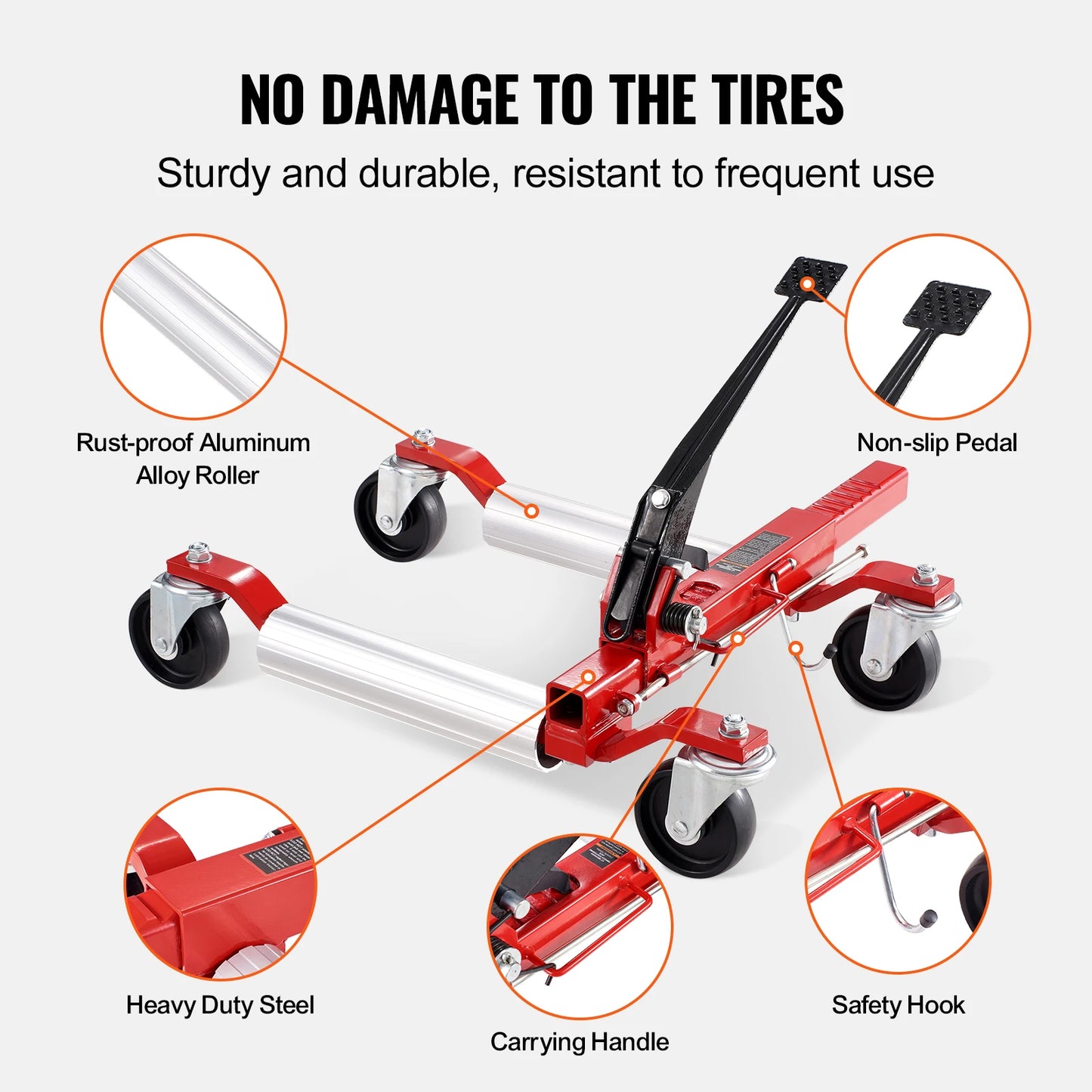 SucceBuy Wheel Dolly Heavy Duty Vehicle Positioning Ratchet Tire Jack Max Capacity 1500 Lbs Car Dolly for Car Auto Repair Moving