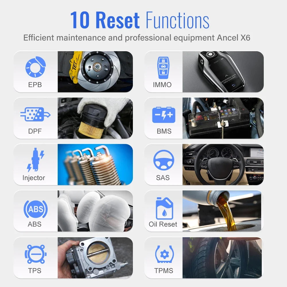 ANCEL X6 OBD2 Car Scan Tools All System Diagnostic Oil EPB TPMS DPF. SAS Reset ABS Bleeding ODB OBD 2 Automotive Scanner