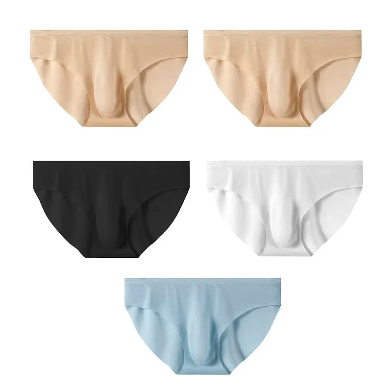 5 PCS/SET Men's Briefs Summer Ice Silk Underwear Sexy Seamless Breathable Low Waist Panties Shorts Plus Size 3XL  Lingerie