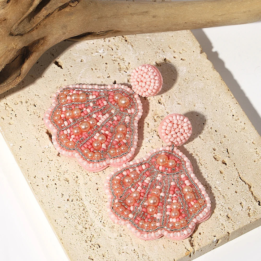 AENSOA Bohemian Starfish Seed Bead Drop Earrings Women