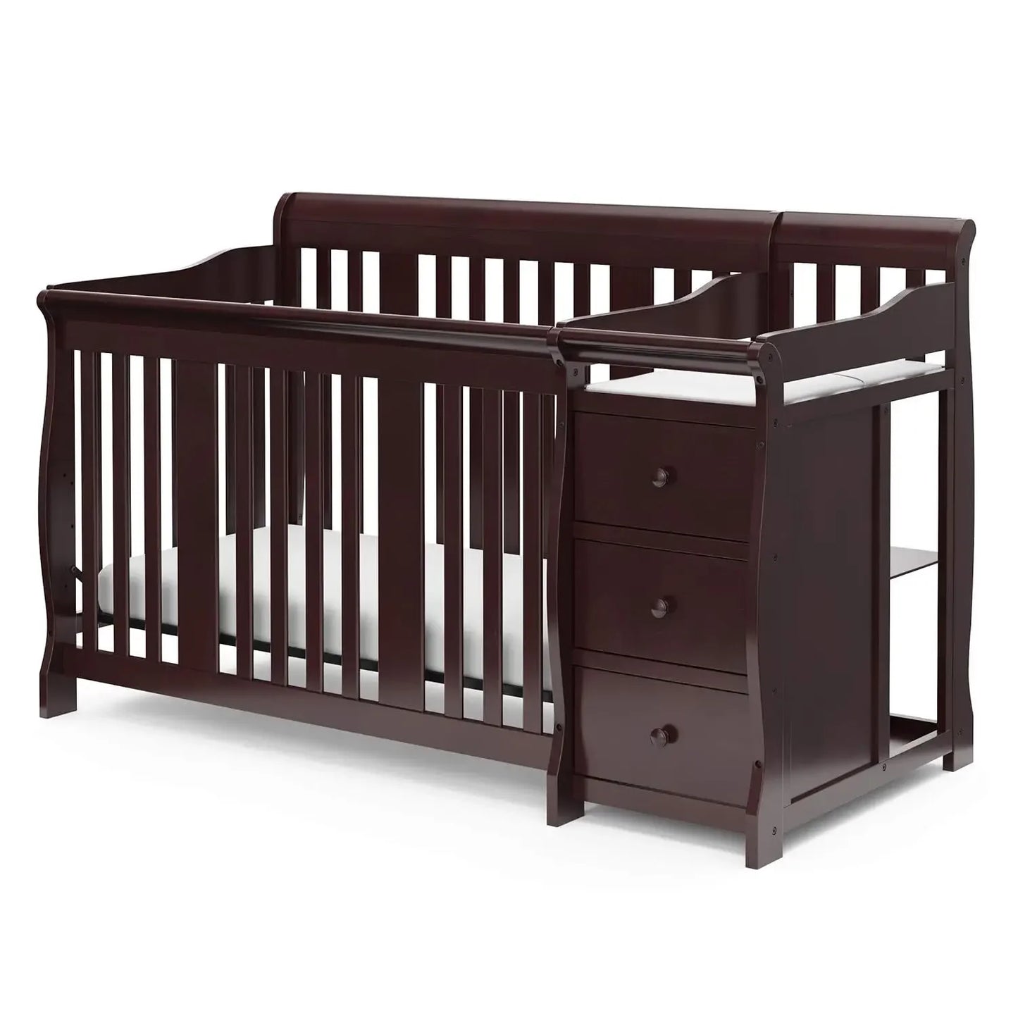 Storkcraft Portofino 5-In-1 Convertible (Espresso) Crib And – Table Combination With 3 Drawers, Includes Baby Changing Pad, Can