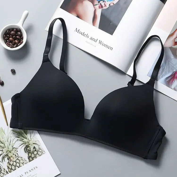 Ultra Thin Sexy Ice Silk Wireless Bra For Women Sexy Gather Underwear Push Up Simple Lingerie Seamless Brassiere Bralettle