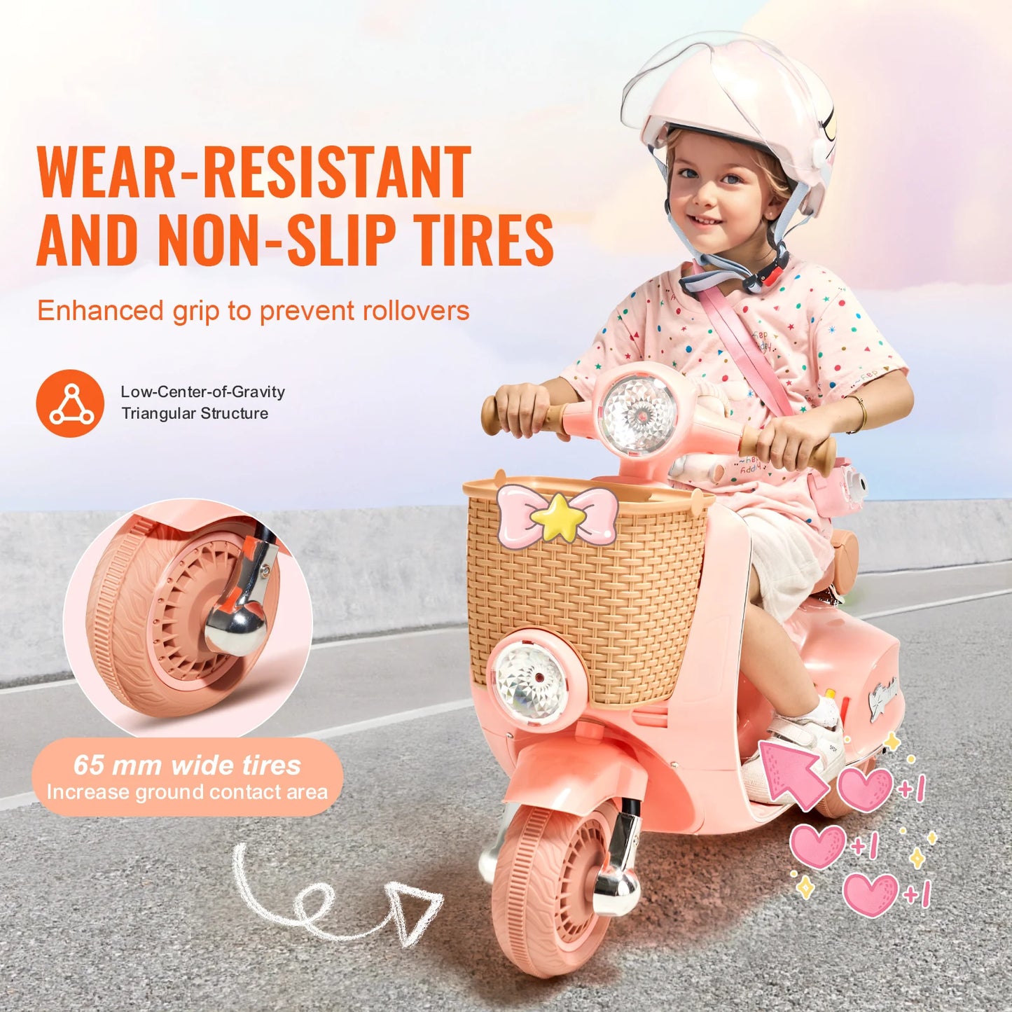 SucceBuy Kids Ride On Motorcycle 6/12V Battery Powered Electric Motorcycle Trike with Speed 2mph Ride on Toys for Children Gifts