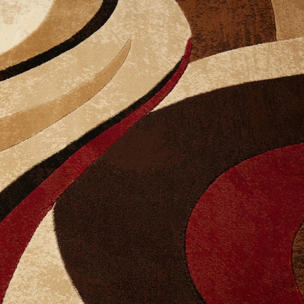 Tribeca Slade Modern Area Rug, Abstract Brown/Red 6'7"x9'10"