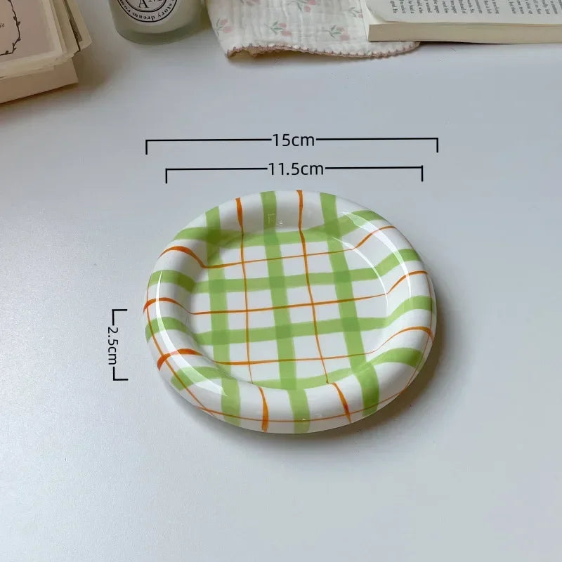 Cute Korean Ceramic Plate Unique Plate For Cake Food Dinner Breakfast Dessert Salad Decorative Dish Table Decorations Small dish