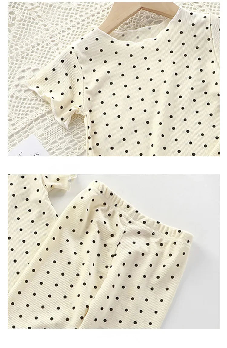 Girls Two Piece Short Sleeve Lightweight Summer Outfit Set