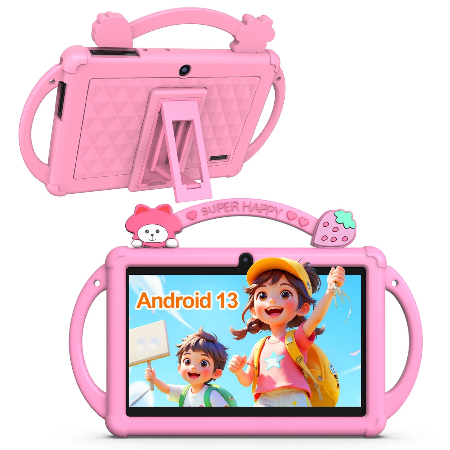 Android 13 tablet, 7-inch children's tablet, quad-core processor, 5G WiFi tablet, 4GB (2G+2G-memory expansion) RAM+32GB ROM, wit