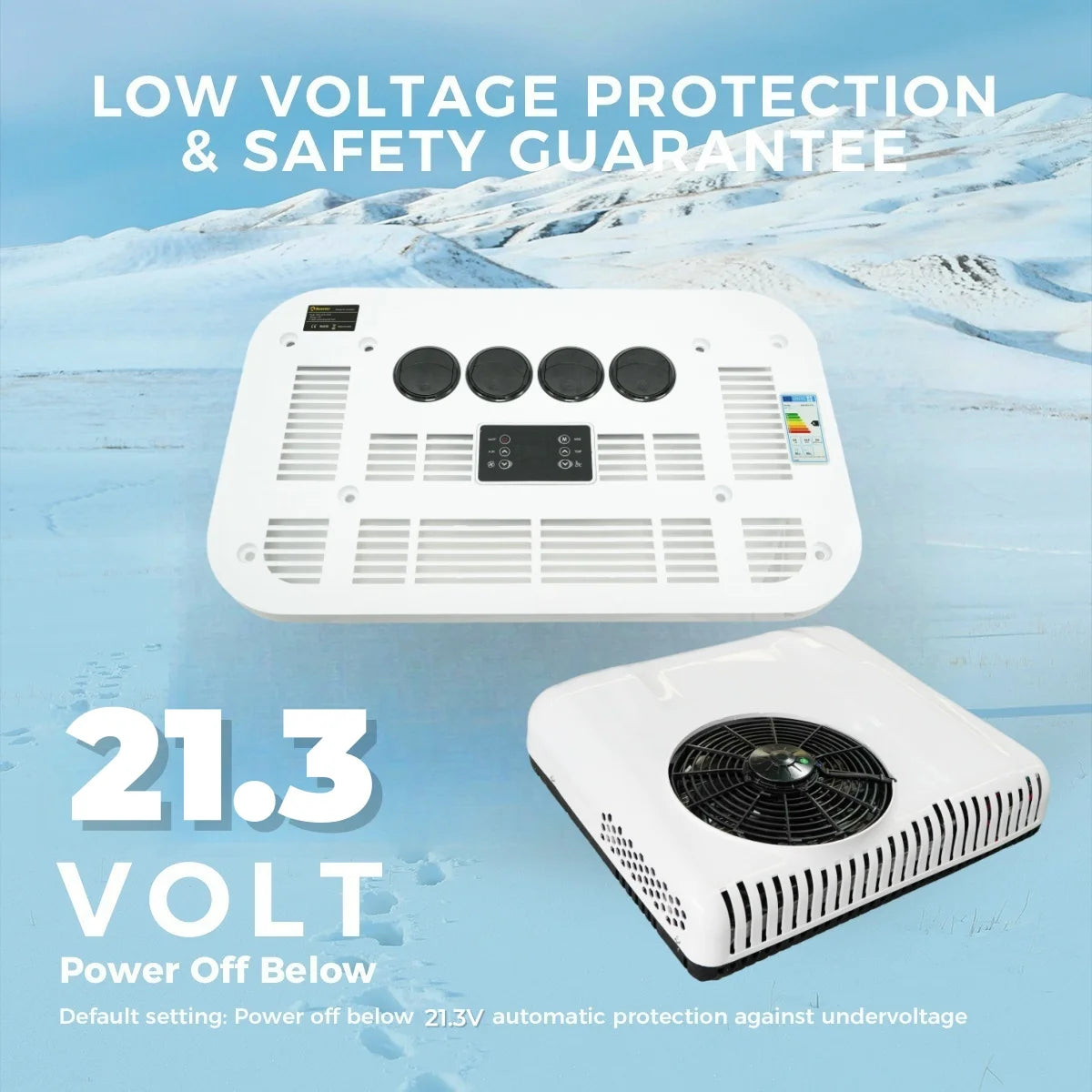 12V/24V Cool Rooftop Air Conditioner Electric Cool RV Rooftop Parking AC Unit For Truck Camper Van Caravans Garden