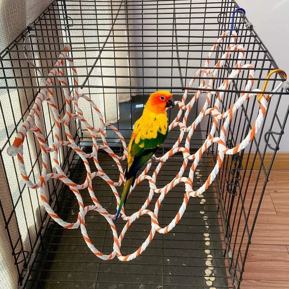14x24" Bird Swing Net Toy: Hemp Rope Perch for Parrots, Small Pets (Random Color, 1 Pc).