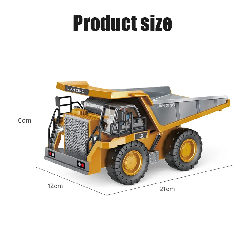 1:24 9CH RC Alloy Dump Truck Car Engineering Vehicle Forklift Heavy Excavator Remote Control Car Toys for Boys Children's Gifts
