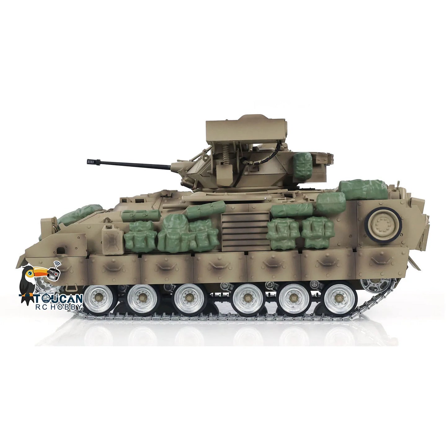 US Stock RTR Tongde 1/16 Scale RC Military Tank M2A2 Bradley Radio Control Panzer Metal Tracks Wheels Barrel Recoil Smoking Toy