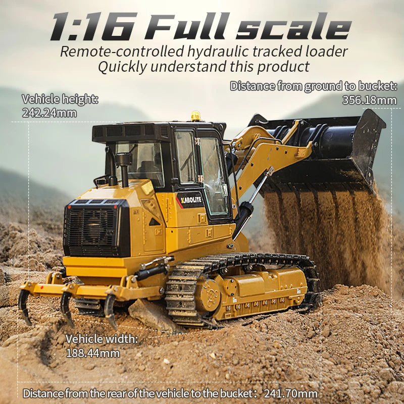 US Stock Kabolite 1/16 K963 100 Hydraulic RC Loader Remote Control Construction Vehicle Models with Lights for Hobbyists