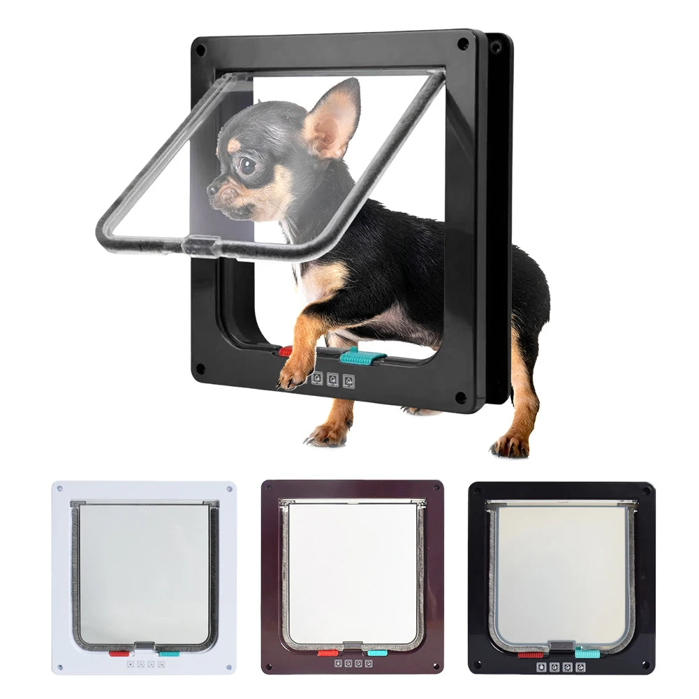 Puppy Kitten Safety In&out Pet Door with 4 Way Security Lock Dog Cat Flap Door Cat Puppy Safety Gate Pet Doors and Sliding Door