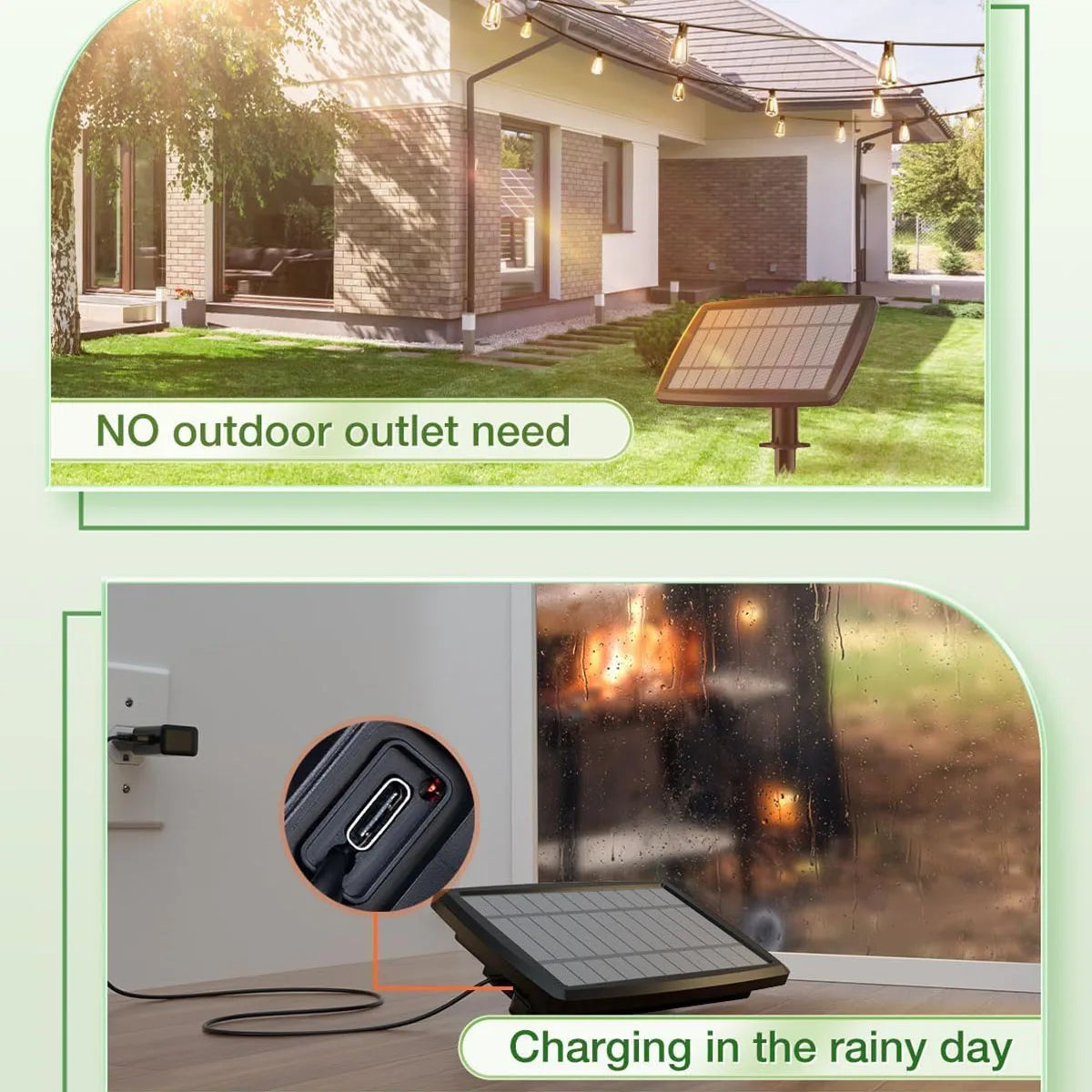 60/100FT Solar String Lights IP44 Waterproof, 15+1/30+2 LED Shatterproof Bulbs 4 Light Modes, Camping Backyard Garden Holiday