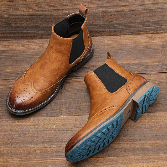Brogue Men Chelsea Boots American Style Ankle Boots KD646