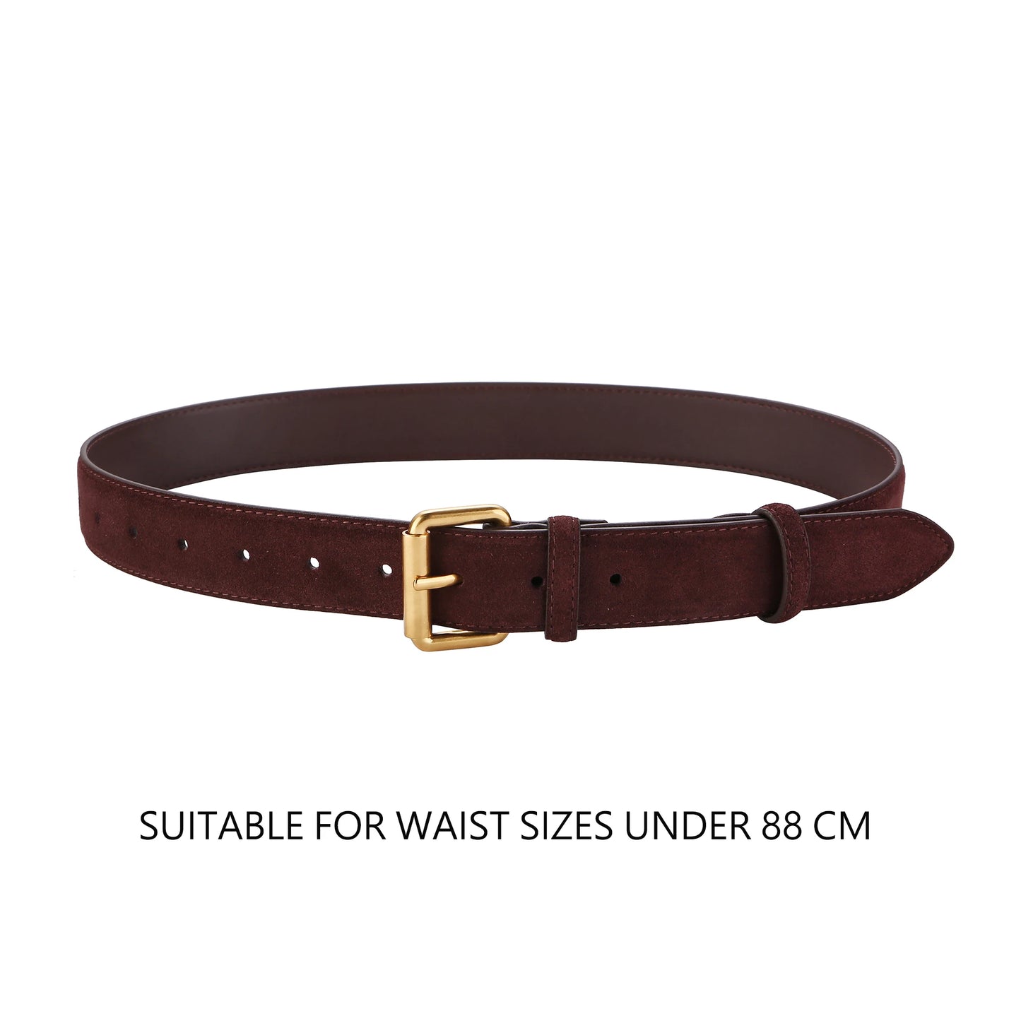 Luxury Suede Cowhide Leather Belt for Women, Vintage Style with Gold Buckle, 3.3cm Wide Waistband for Dresses & Jeans
