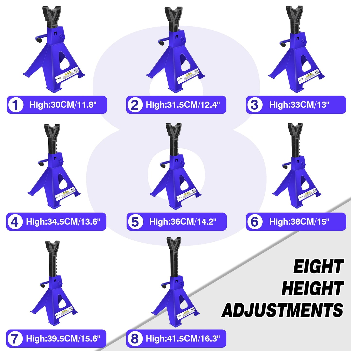 DayPlus Heavy Duty 3 Ton Axle Stands for Car Van 4x4 Caravan Garage Workshop Steel Robust Construction Support Lift 29-43cm,2PCS