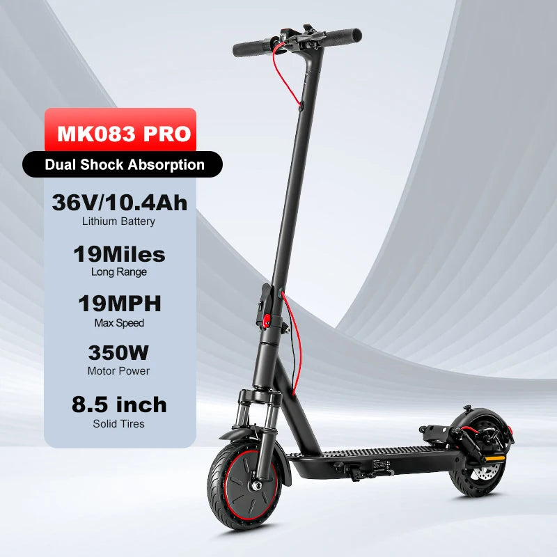 Mankeel MK085 Pro Folding Electric Scooter 350W 19Miles Range Dual Shock Absorber 36V 10.4Ah 10" Tires Escooter Max Speed 19MPH