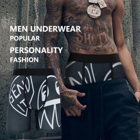 5Pcs Fashion Print Men Underwear Boxer Cueca Man Panties Lingerie Men Underpants Boxershorts Trunks Plus Size XL-5XL Men's Boxer