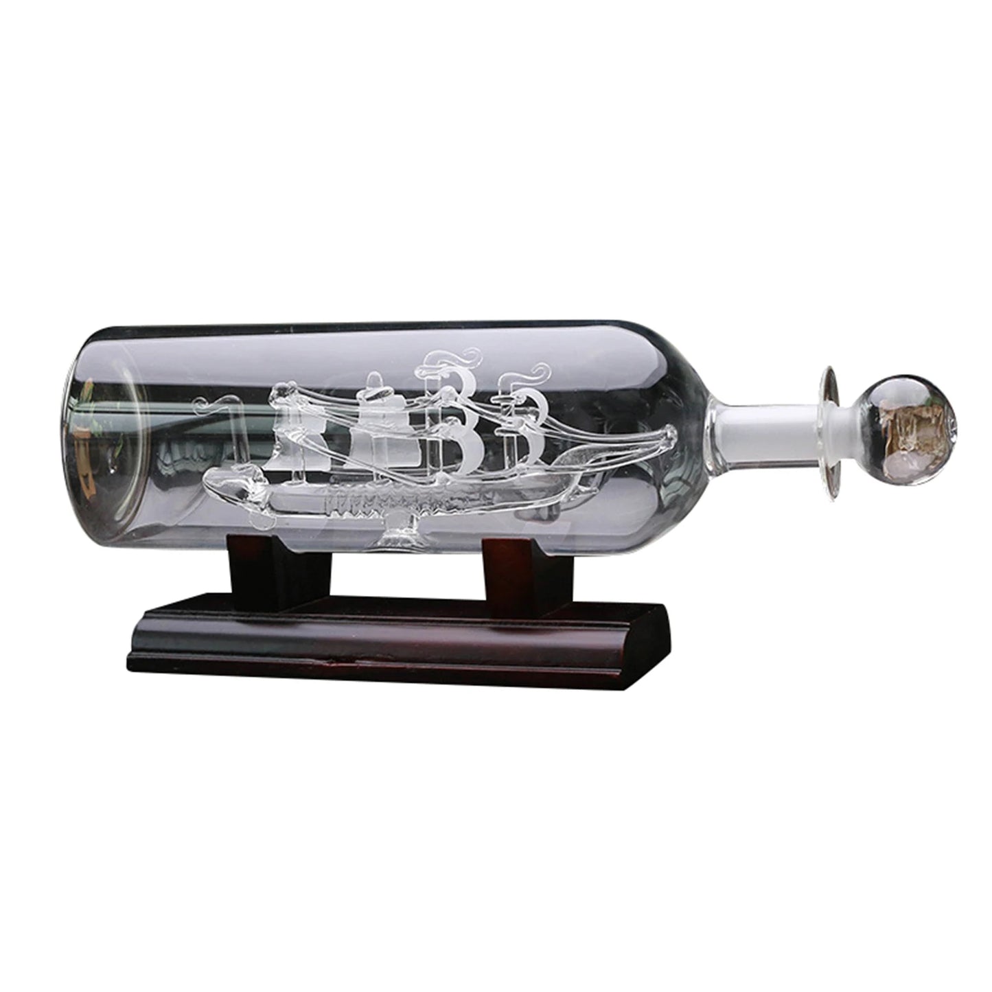 Sailboat Drifting Bottle Wooden Base With Wooden Base 3D Decorative Glass Ornament Ship For Tabletop Decor Home Decor