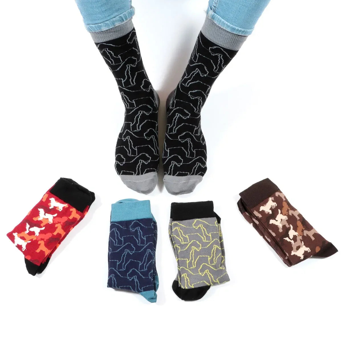 Mens Colorful Blend Basic Casual Breathable Cool Cotton Non-Slip Sports Socks Set