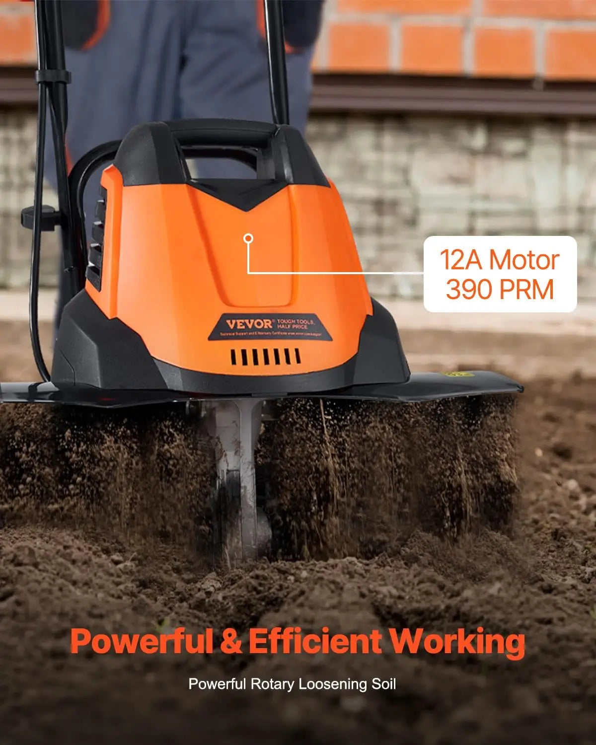 12 Amp Electric Tiller, 18" Tilling Width 3.94" Tilling Depth Corded Electric Tiller/Cultivator, Steel Mn Tines