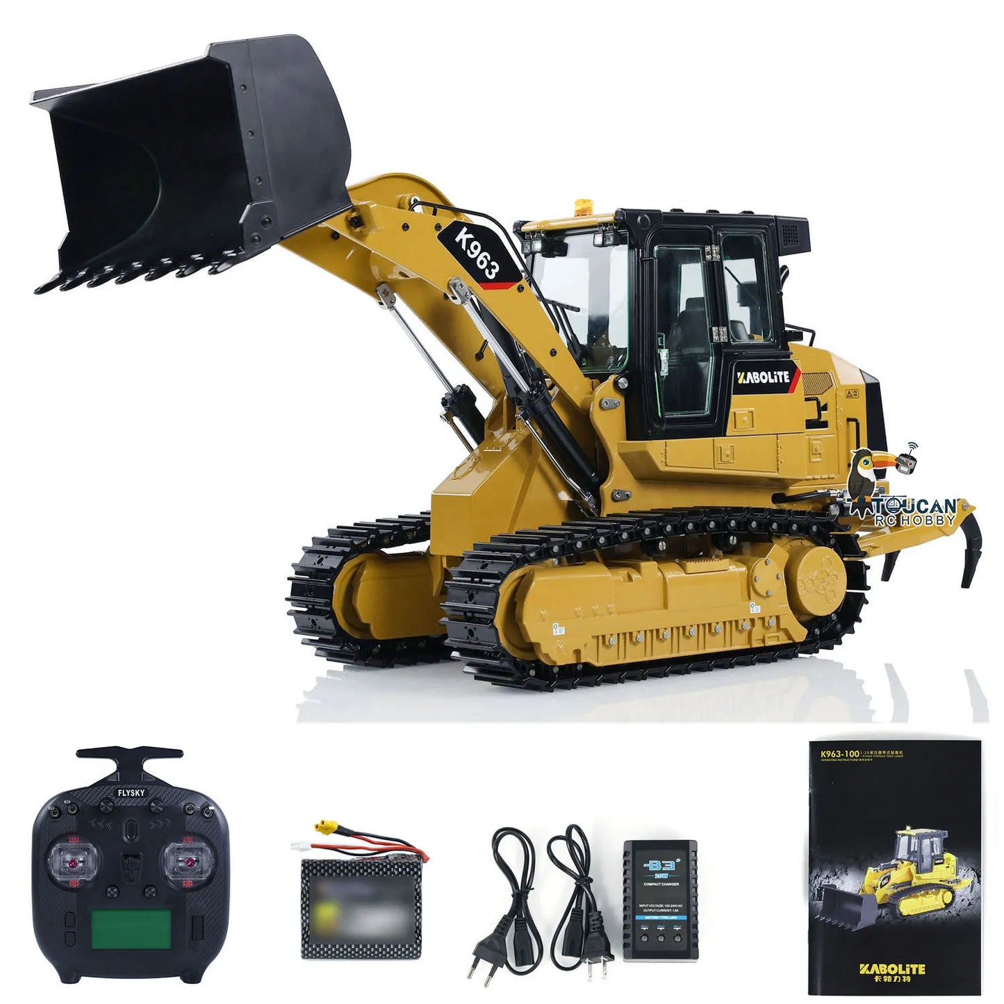 US Stock Kabolite 1/16 K963 100 Hydraulic RC Loader Remote Control Construction Vehicle Models with Lights for Hobbyists