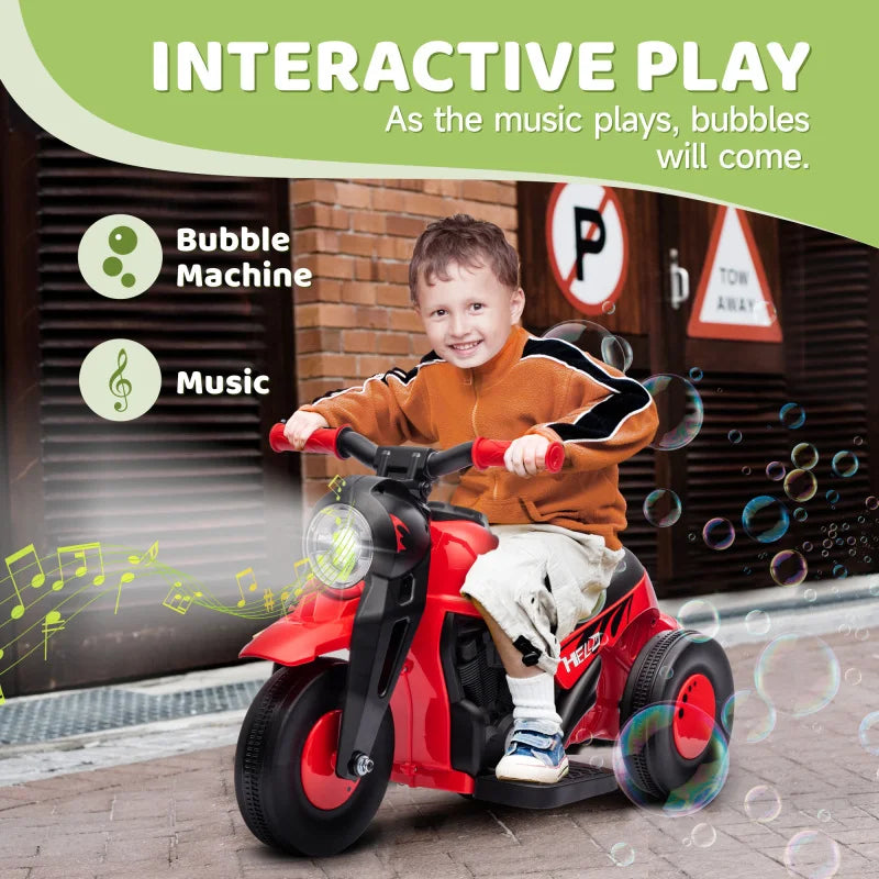 Adult Assembly Assembly required Design Electric Kids Motorcycle Music Ride Safe Qaba Ride on Bubble Car, 6V Kids Motorcycle, 3