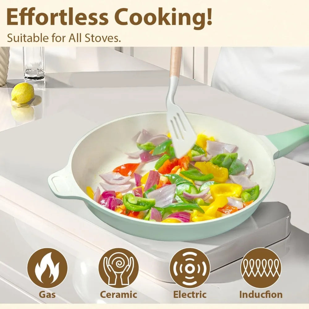 23 Piece Non Stick Cookware Set Pots Pans Lids Oven Safe