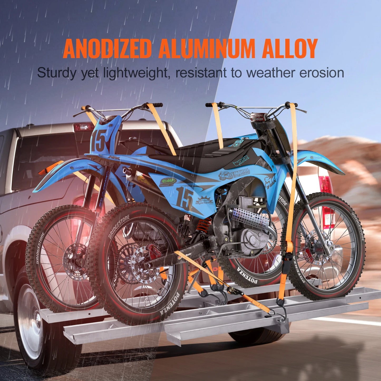 SucceBuy Motorcycle Carrier 2-Bike 600LBS Aluminum Motorcycle Carrier Hitch Mount, Loading Ramp Scooter Dirt Bike Trailer Hauler