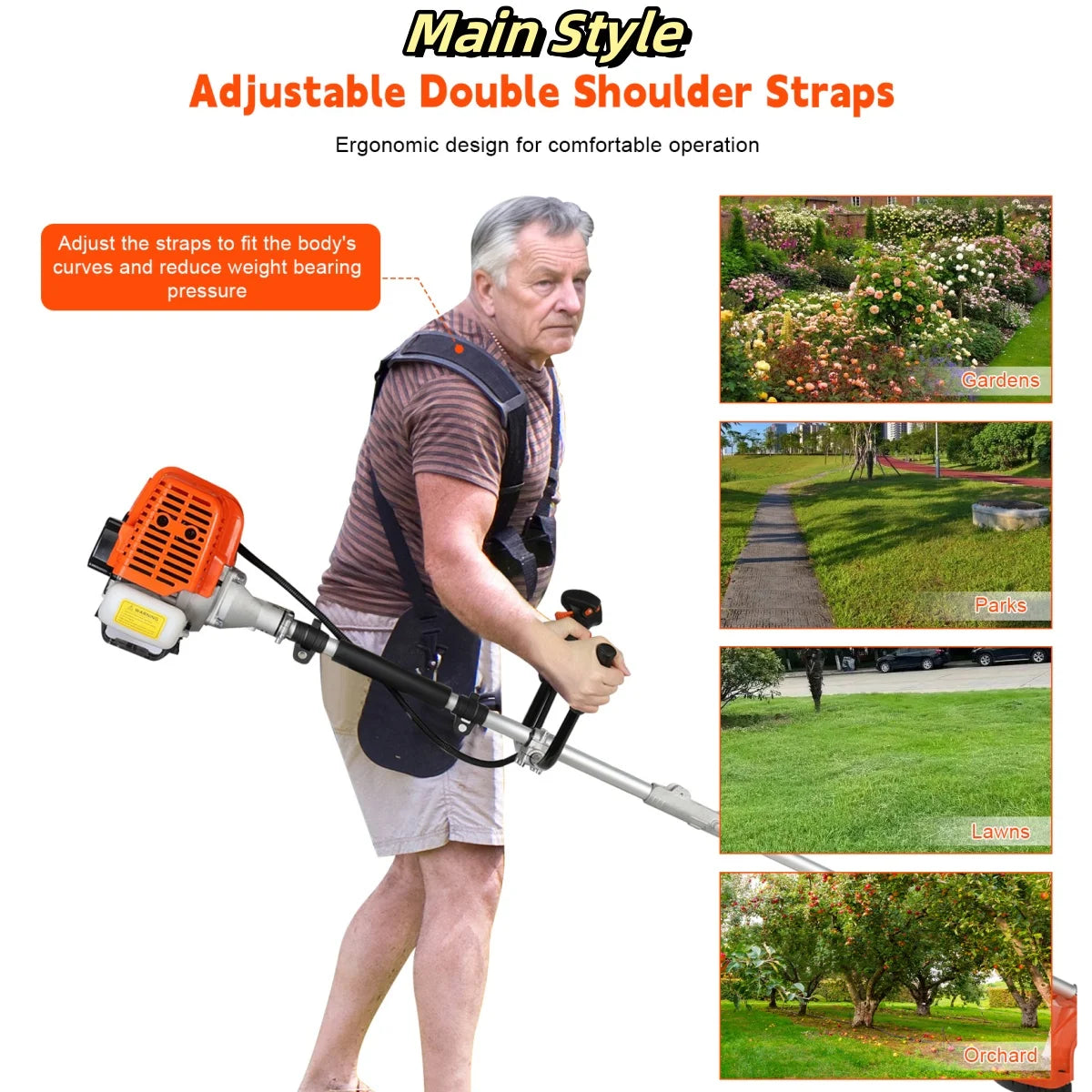 2200W Weed Eater Cordless Petrol 52CC 8500RPM,Ergonomic Strong Power String Trimmer Low Noise,2 In 1 Lawn Mower Machine Gasolene
