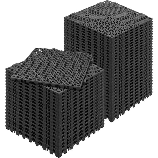 Interlocking Tile 50PCS Black, For Non-Slip Drainage Holes for Restroom, Bathroom, Kitchen, Pool, Wet Areas Tile Carpet