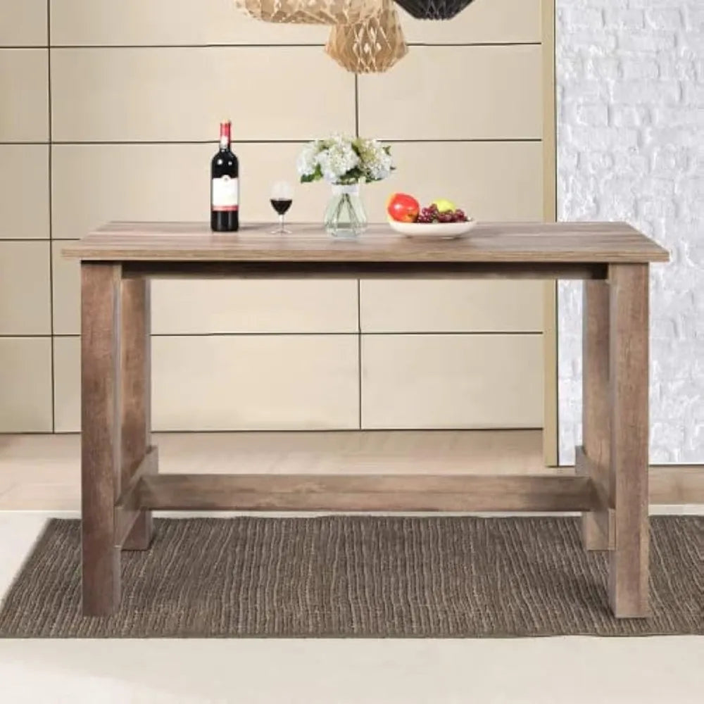 Rectangular Rustic Counter Kitchen Table, Multifunctional Wood Farmhouse Kitchen Dining Table for Bar, Dining Room, Apartment
