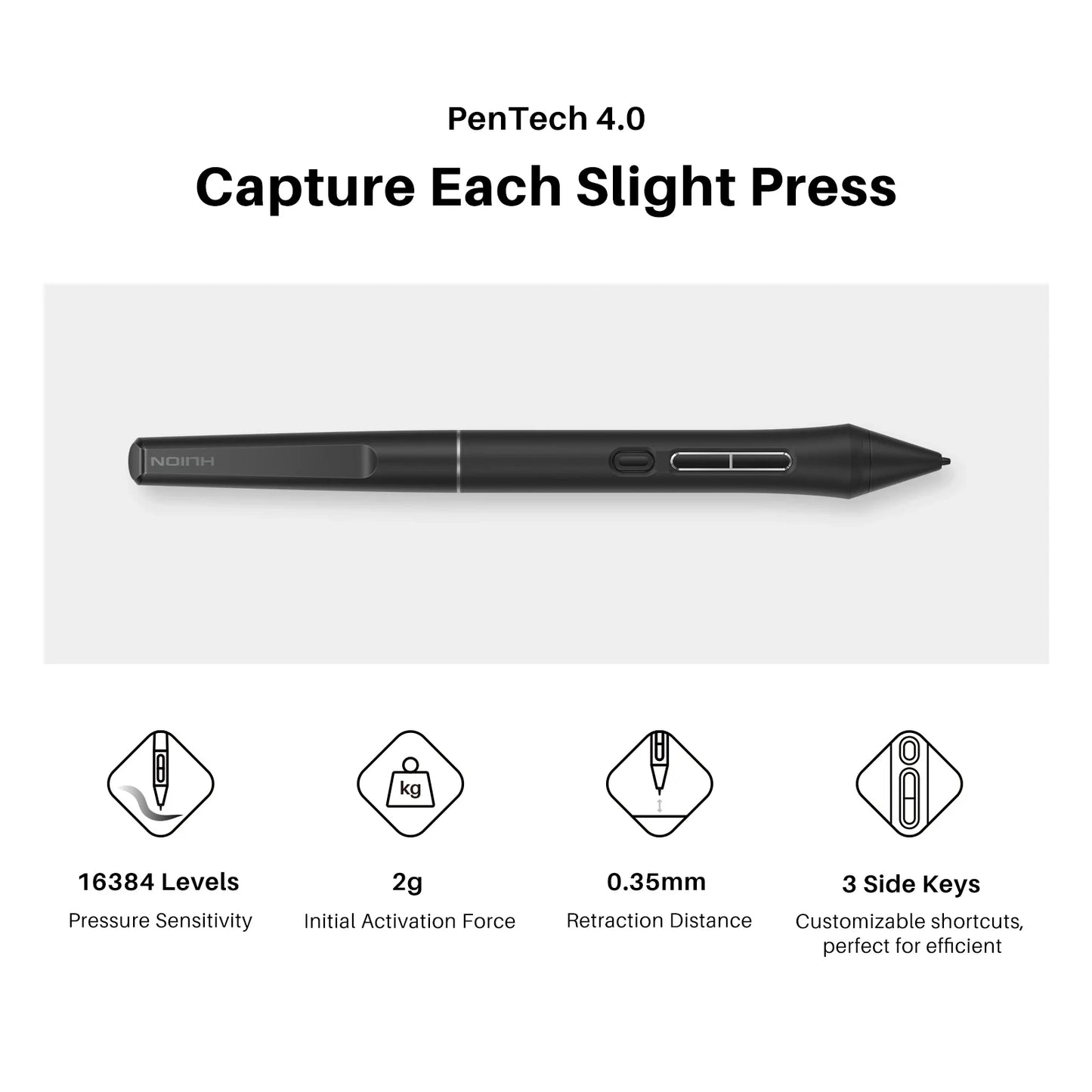 Huion Kamvas 16 (Gen 3) Graphics Tablet Monitor 16K Levels Pressure PenTech 4.0 Pen Drawing Display 15.8 Inch 2.5K QHD Screen