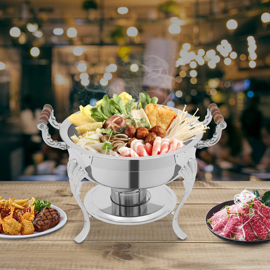 Round Chafing Dish Stainless Steel Chafing Dish Buffet Chafer Catering Chafers and Buffet Warmers with Fuel Holder
